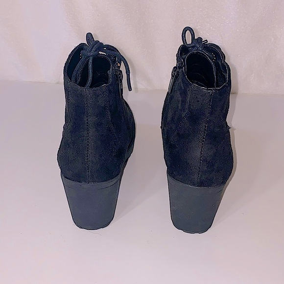 Forever Black Platform Faux Suede String Up Boots - Picture 3 of 8